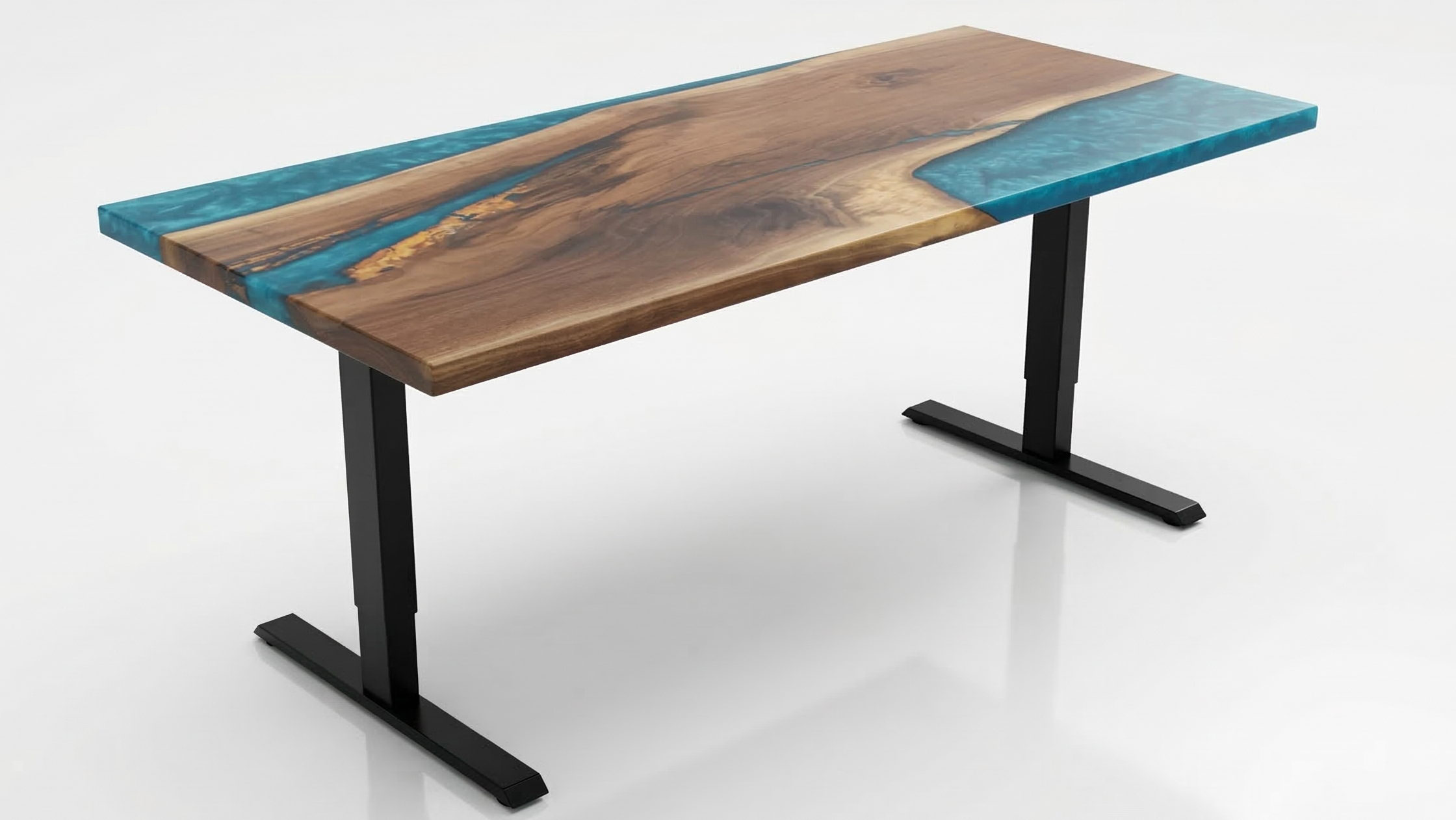 Desk | Peacock Green | Walnut | Epoxy 26x60