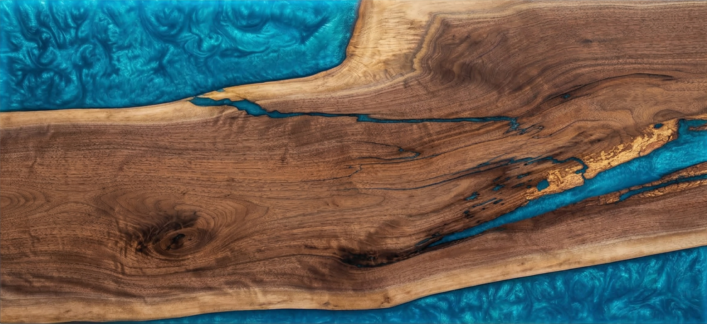 Desk | Peacock Green | Walnut | Epoxy 26x60