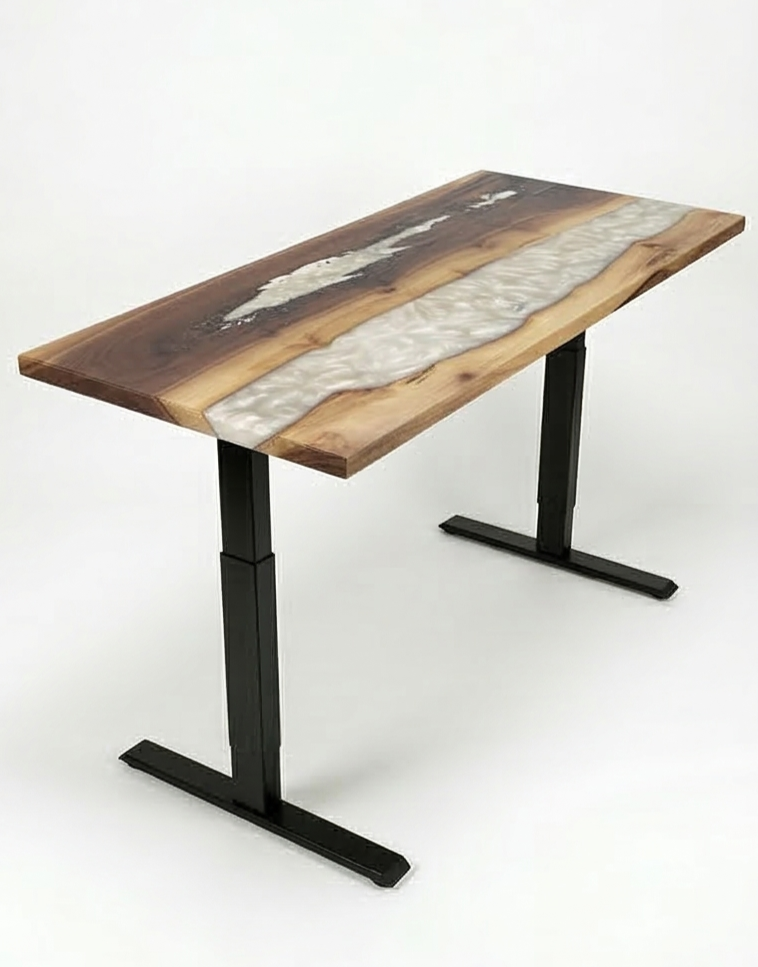 Bureau | Ghost White | Noyer | Époxy 26x60