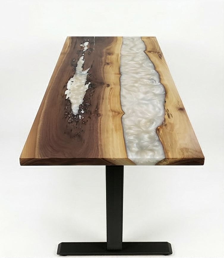 Bureau | Ghost White | Noyer | Époxy 26x60