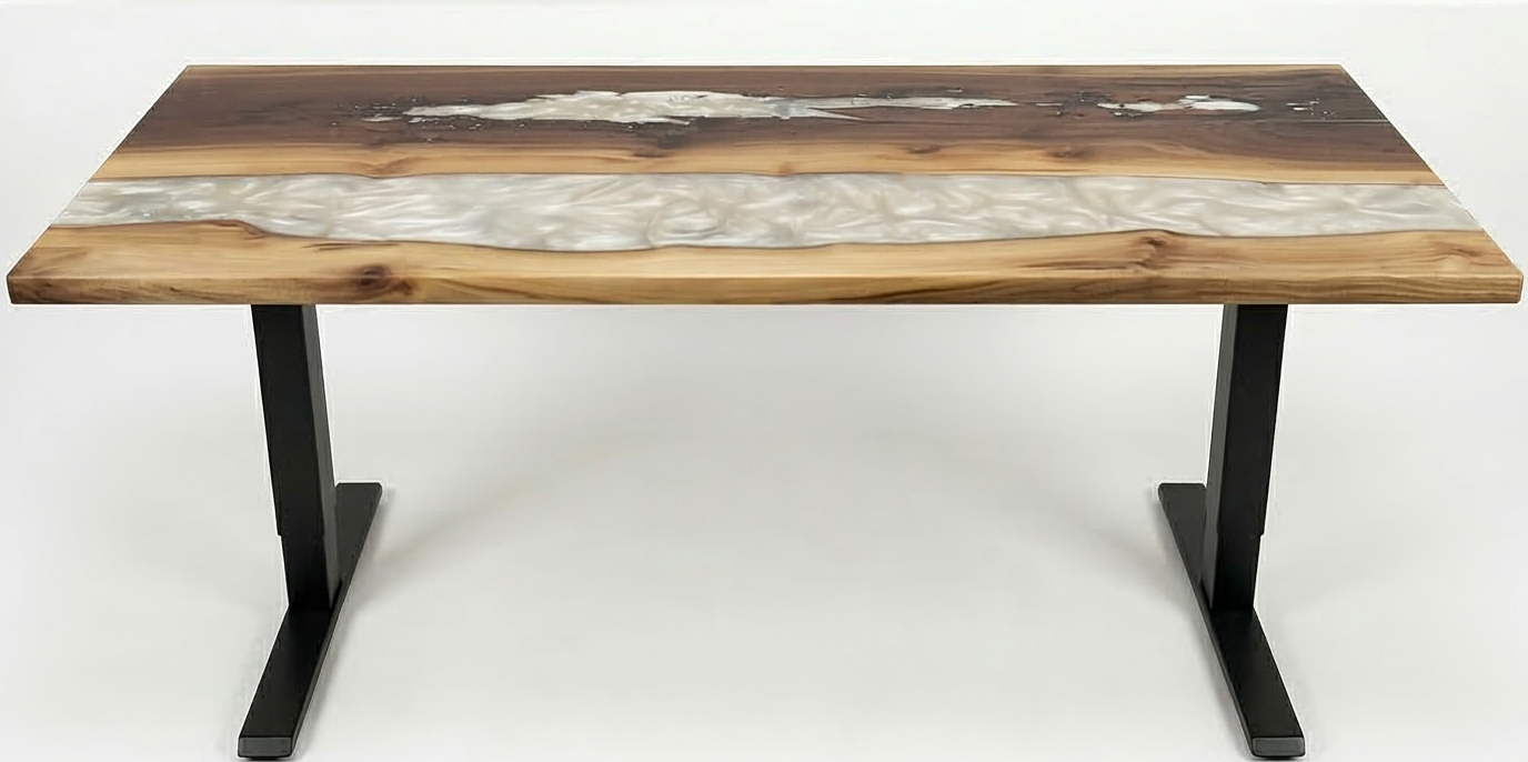 Bureau | Ghost White | Noyer | Époxy 26x60