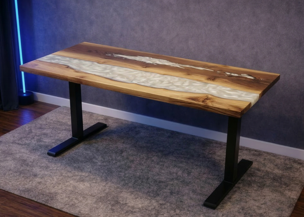 Bureau | Ghost White | Noyer | Époxy 26x60