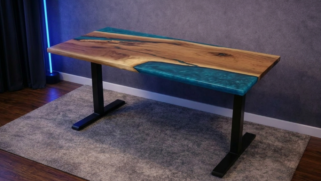 Desk | Peacock Green | Walnut | Epoxy 26x60