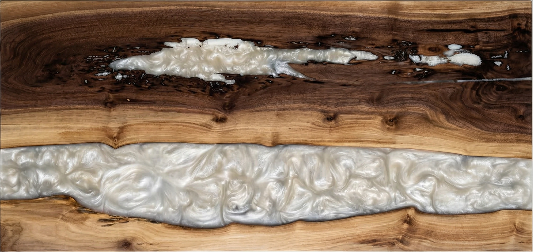 Bureau | Ghost White | Noyer | Époxy 26x60